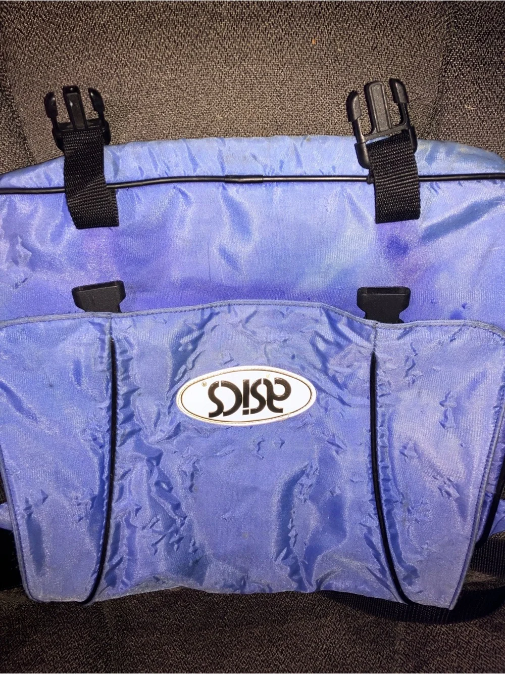 Vintage 90s Y2K ASICS Blue Tote / Computer / Record Zip Strap Over Bag